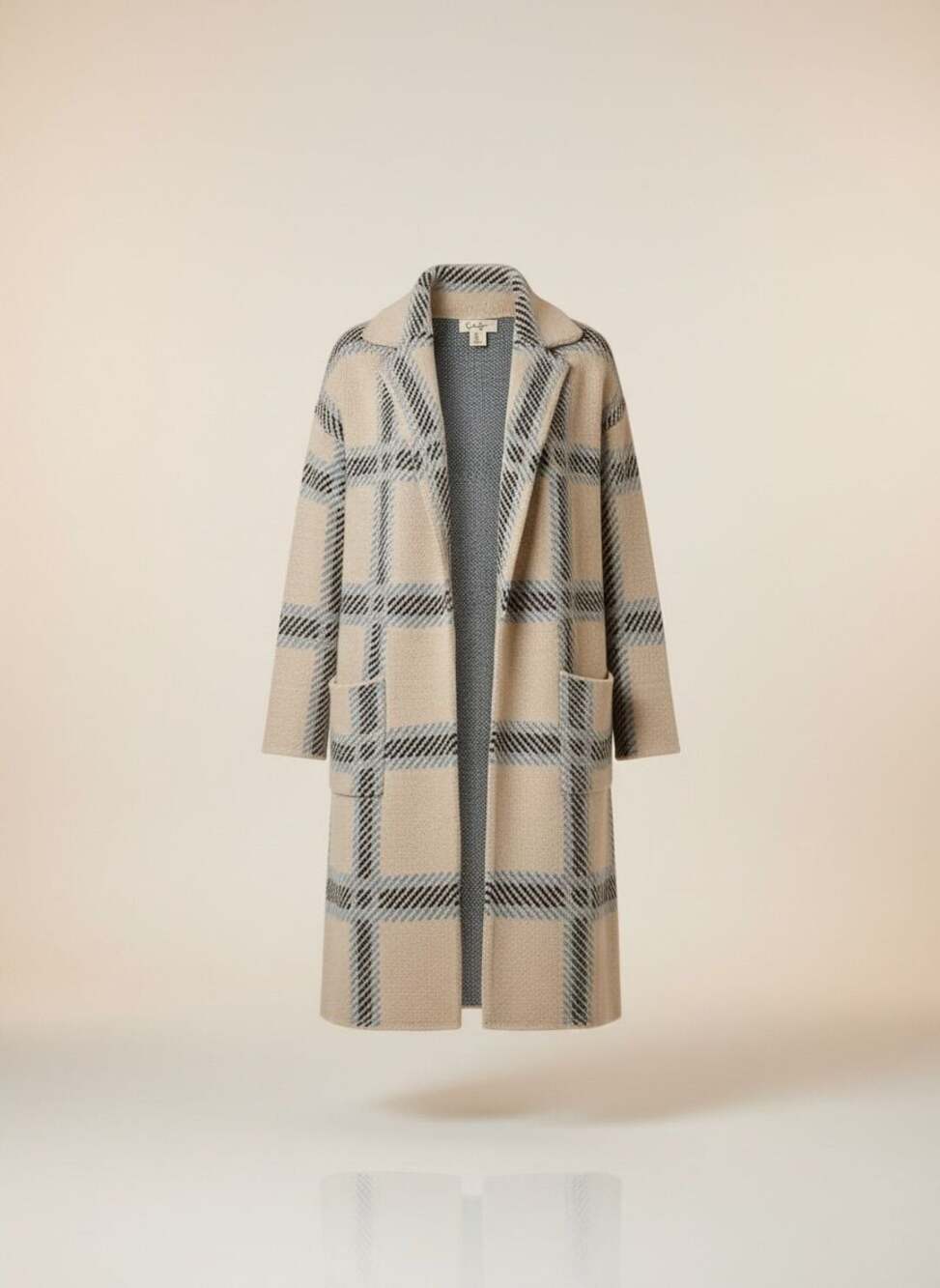 Plaid Longline Cardigan Coat Minimalist Quiet Luxury Sweater